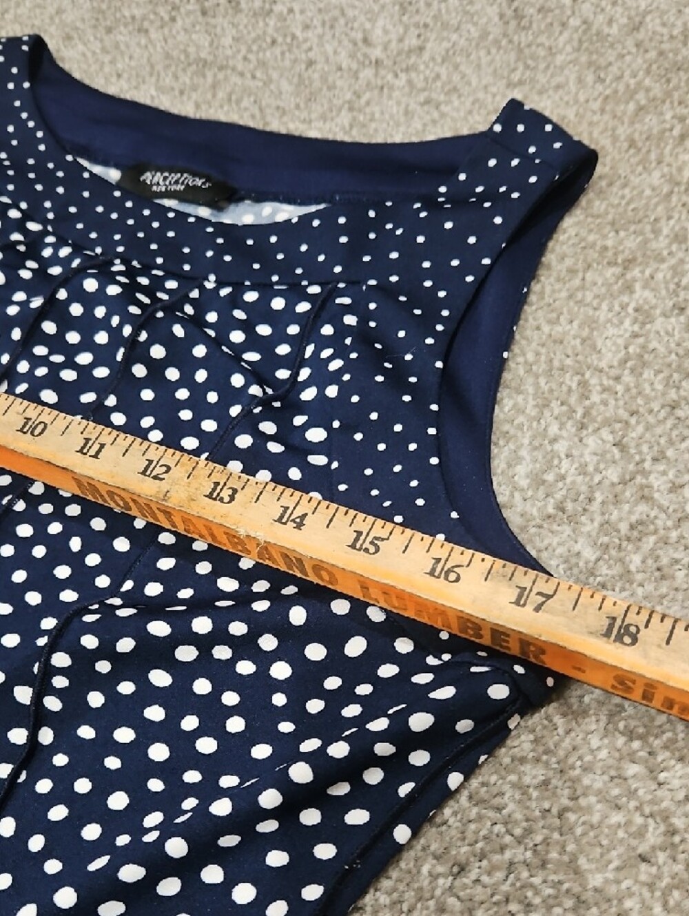 Perceptions Navy Blue and White Polka Dot Sleeveless Midi Dress - Picture 4 of 4